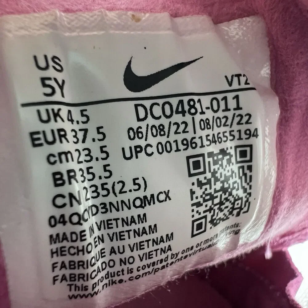 Nike Waffle One GS Grey Pearl Pink Lace Up Running Shoes Sneakers Girls Size 5Y